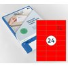 Etiket Rillprint 70x37mm fluorrood 2400 etiketten foto