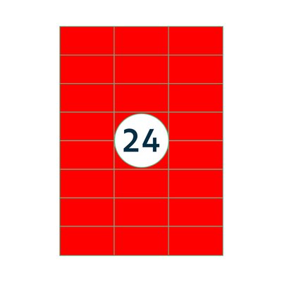 Etiket Rillprint 70x37mm fluorrood 2400 etiketten