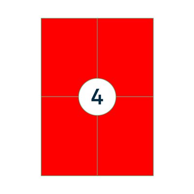 Etiket Rillprint 105x148mm fluorrood 400 etiketten