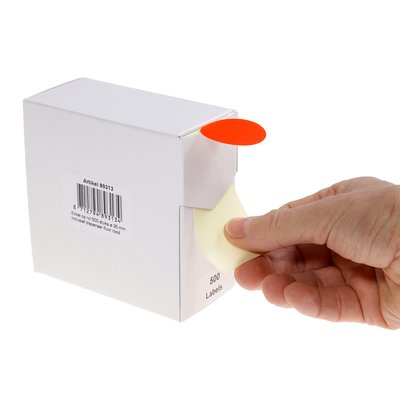Etiket Rillprint 35mm 500st op rol fluor rood