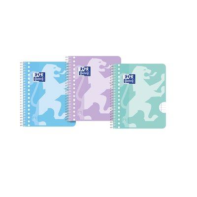 Bloc de cours Oxford School A5+ ligné 17 perf 160 pages 80g pastel assorti 3 pièces