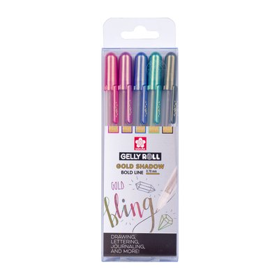 Stylo gel Sakura Gelly Roll Gold Shadow set 5 couleurs