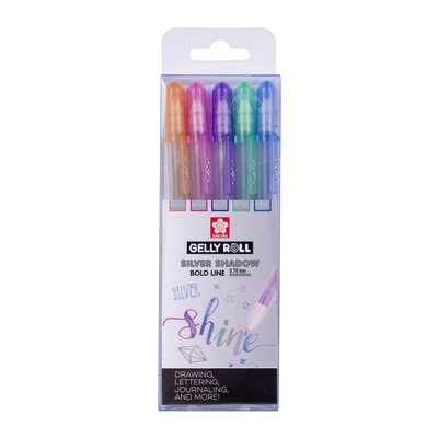 Stylo gel Sakura Gelly Roll Silver Shadow set 5 couleurs