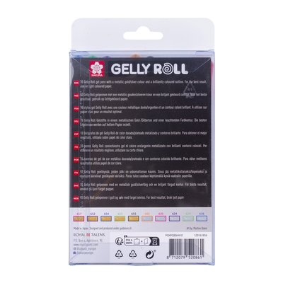 Stylo gel Sakura Gelly Roll Gold & Silver Shadow set 10 couleurs