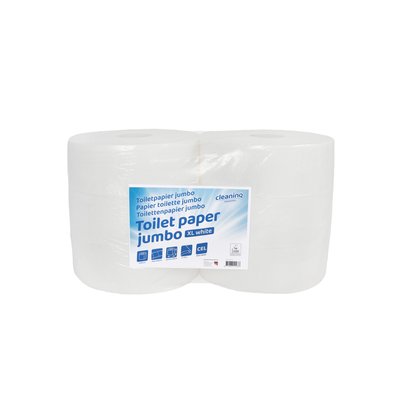 Toiletpapier Cleaninq T1 jumbo groot 2-laags 6x350m wit