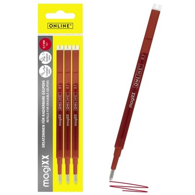 Gelschrijvervulling Online Magixx medium rood blister à 3 stuks