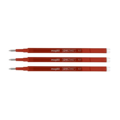 Gelschrijvervulling Online Magixx medium rood blister à 3 stuks