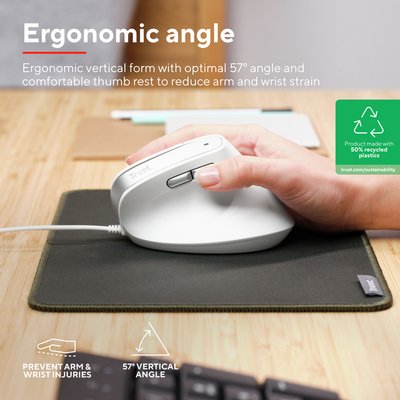 Muis Trust ergonomisch BAYO II wit