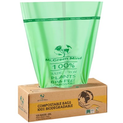 Afvalzak bio Mr.Green Mind 45x50cm 20 liter dispenser 125 stuks