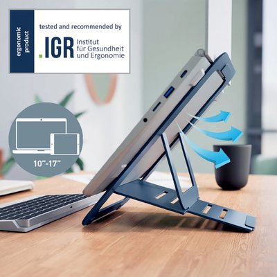 Support ordinateur portable Leitz Ergo aluminium plat réglable