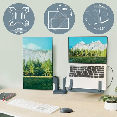 Bras double pour écran et ordinateur portable Leitz Ergo Faible encombrement
