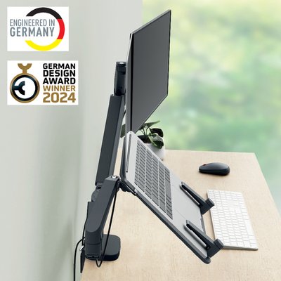 Bras double pour écran et ordinateur portable Leitz Ergo Faible encombrement