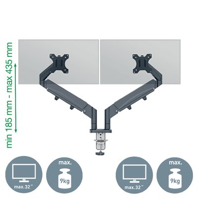 Bras double écran Leitz Ergo Faible encombrement