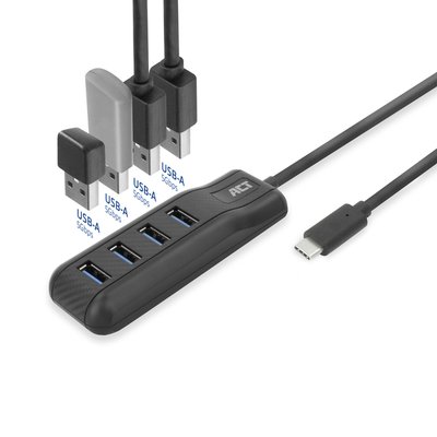 Hub ACT USB-C 3.0 4 poorts USB-A