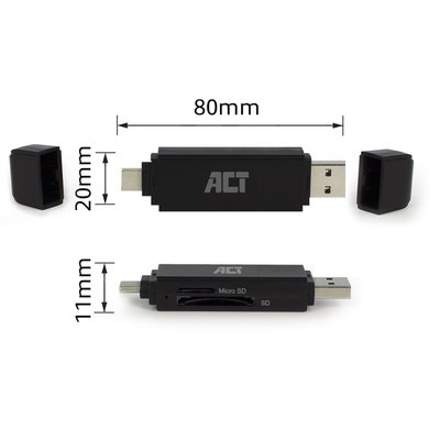 Kaartlezer ACT USB-C/USB-A 3.0