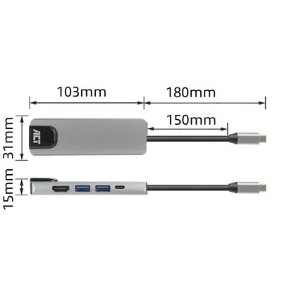Station d'accueil ACT USB-C 4K pour 1 écran HDMI