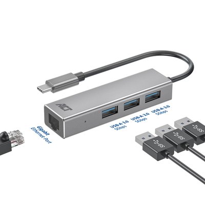 Hub ACT USB-C 3.0 3x USB-A Ethernet Gigabit