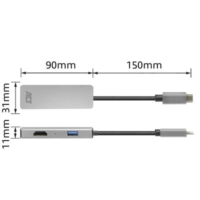 Adapter ACT USB-C 4K multiport voor 2 HDMI monitoren