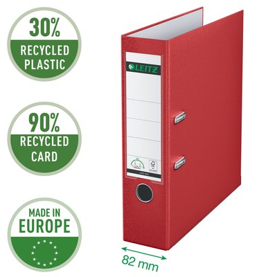 Classeur à levier Leitz 1010 180° A4 80mm PP rouge