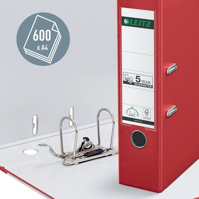 Classeur à levier Leitz 1010 180° A4 80mm PP rouge
