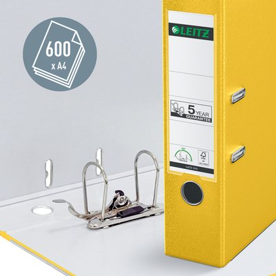 Classeur à levier Leitz 1010 180° A4 80mm PP jaune
