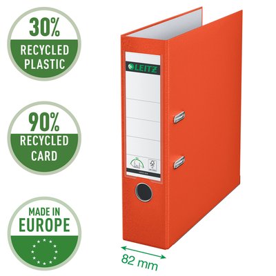 Classeur à levier Leitz 1010 180° A4 80mm PP rouge clair
