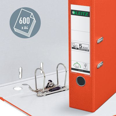 Classeur à levier Leitz 1010 180° A4 80mm PP rouge clair