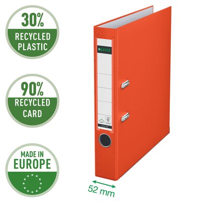 Classeur à levier Leitz 1015 180° A4 50mm PP rouge clair