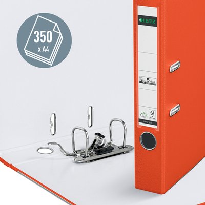 Classeur à levier Leitz 1015 180° A4 50mm PP rouge clair