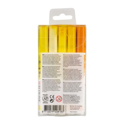 Brushpen Talens Ecoline set à 5 stuks geel