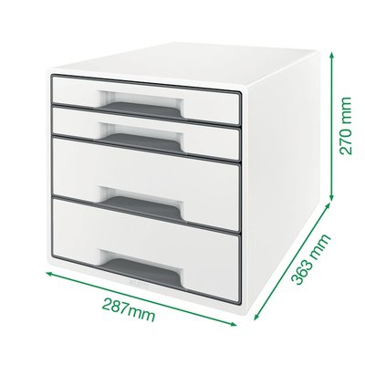 Module tiroirs Leitz WOW Cube A4 maxi 4 tiroirs blanc/gris