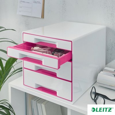 Ladenblok Leitz WOW 4 laden wit/roze
