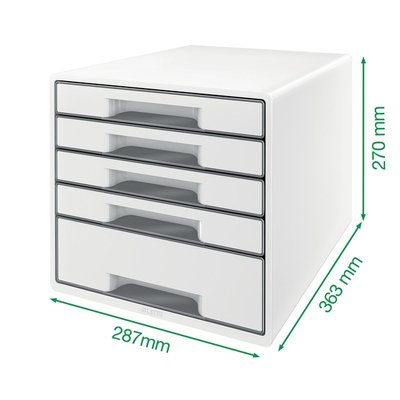 Ladenblok Leitz WOW CUBE A4 maxi 5 laden wit/grijs