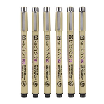 Fineliner Sakura Pigma Micron étui de 6 pièces Noir