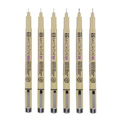 Fineliner Sakura Pigma Micron étui de 6 pièces Noir