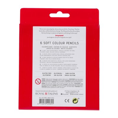 Crayon de couleur Bruynzeel Kids Soft + taille-crayon 6 couleurs