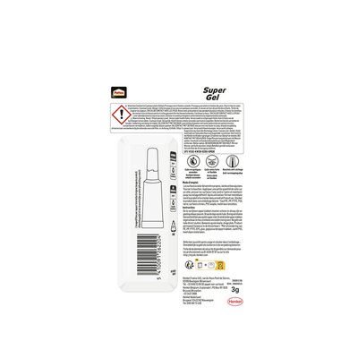 Colle seconde Pattex Super Gel tube 3g blister