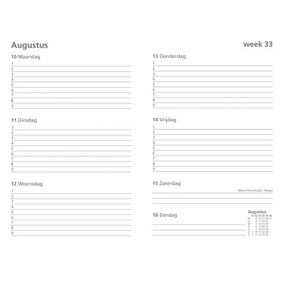 Schoolagenda 2026-2027 Ryam Studie Uni 7dagen/2pagina's rood