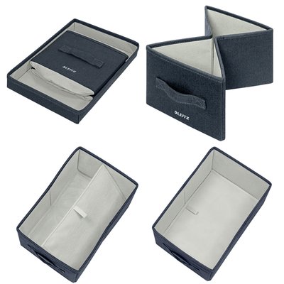 Opbergdoos Leitz gestoffeerd met deksel 190x160x285mm grijs 2 st