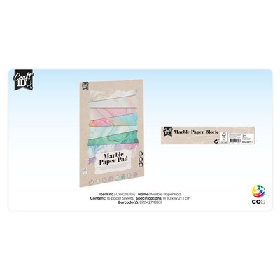 Hobbykarton CraftID A4 175gr marmer 16 vel