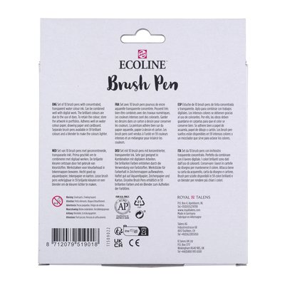 Brushpen Talens Ecoline set à 10 stuks primair
