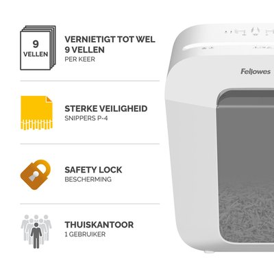 Destructeur Fellowes Powershred LX50 particules 4x37mm blanc