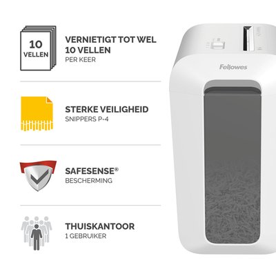 Destructeur Fellowes Powershred LX65 particules 4x40mm blanc