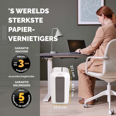 Destructeur Fellowes Powershred LX65 particules 4x40mm blanc