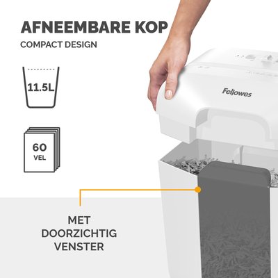Destructeur Fellowes Powershred LX25 particules 4x37mm blanc