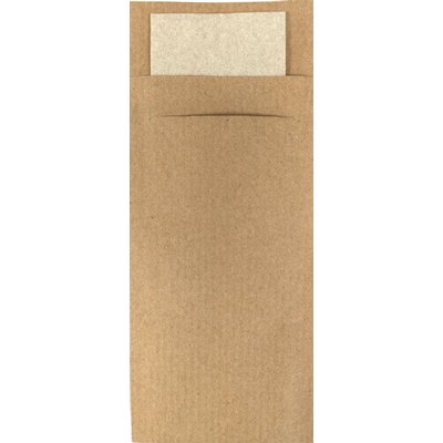 Pochette à couvert IEZZY 190x85mm kraft avec serviette recyclée 500 pièces