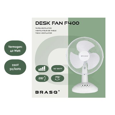 Ventilateur de table BRASQ F400 Ø 30cm blanc