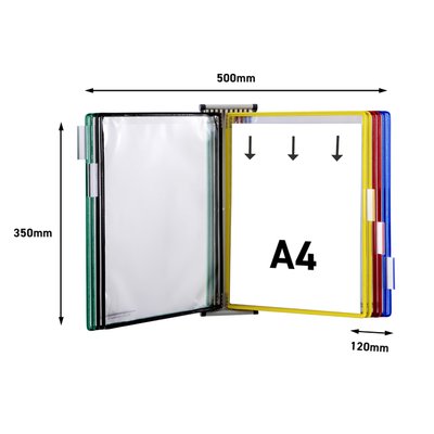 Système de présentation mural Tarifold A4 métal 10 poches assorti