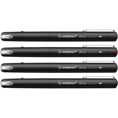 Fineliner STABILO dr!ver fijn assorti 4 stuks
