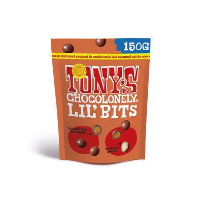 Chocolade Tony's Chocolonely Lil' Bits melk karamel zeezout & cookie 150 gram